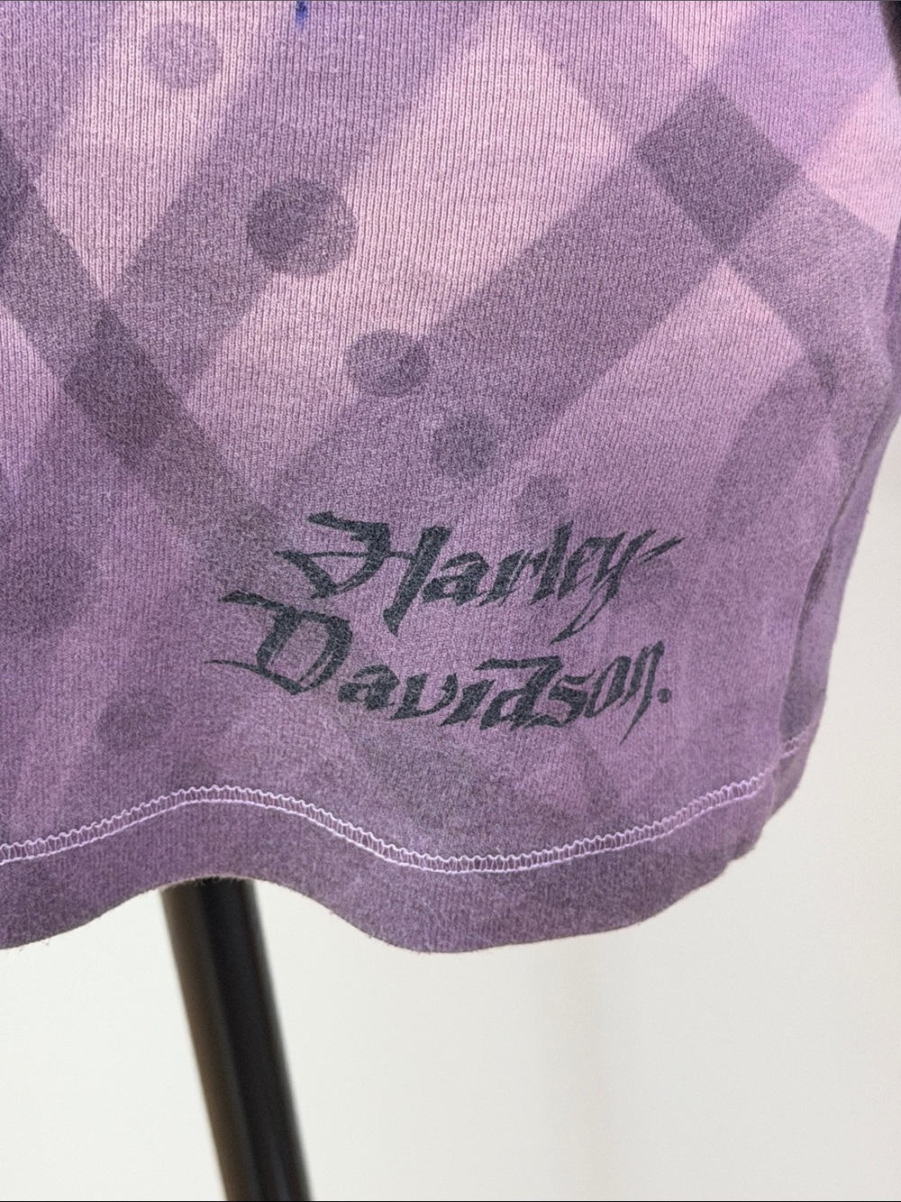 Harley-Davidson Purple V Neck Long Sleeve Top with Black Sleeves Medium NWOT - Picture 2 of 6